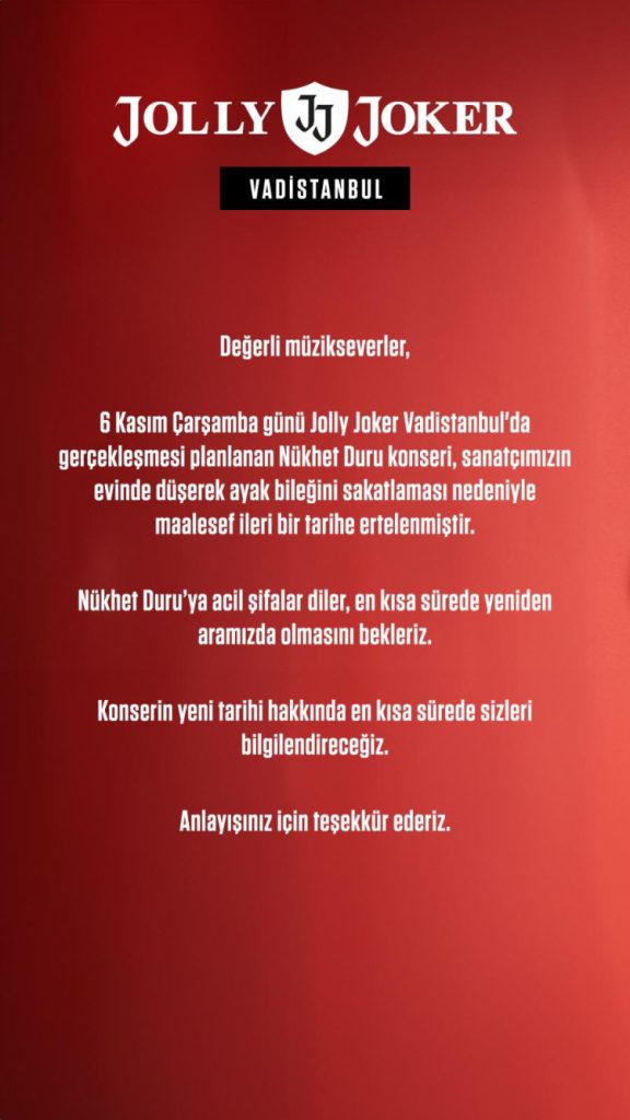Nükhet Duru’ya nazar değdi! Konseri ertelendi