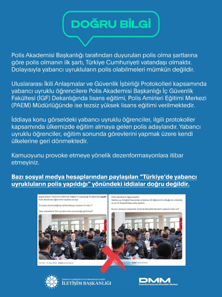 Yabancı uyruklular polis mi yapılıyor? Açıklama Dezenformasyon’dan geldi!