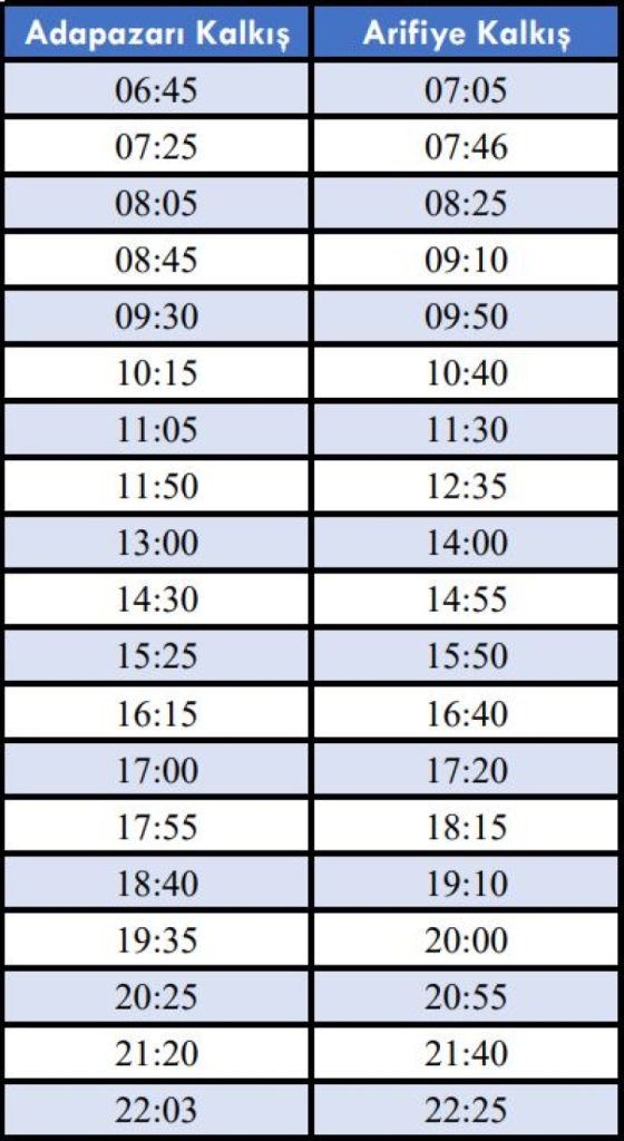 Sakarya’da ADARAY’ın sefer saatlerinde güncelleme