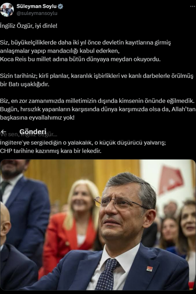 Soylu’dan Özel’e ‘İngiliz Özgür’ paylaşımı!