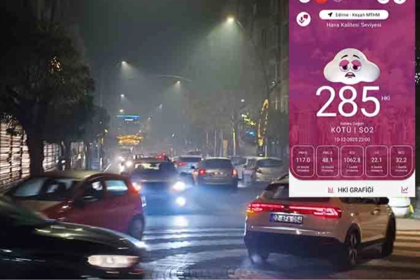 Keşan’da hava kirliliği alarm verdi! Partikül madde seviyesi 285’e ulaştı