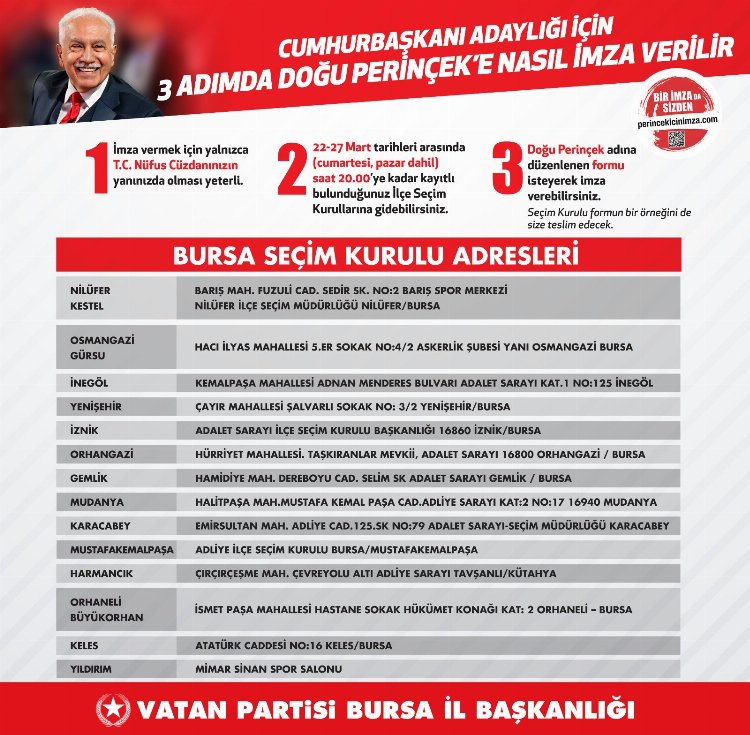 Vatan Partisi Bursa’dan Perinçek için ‘imza’ya davet