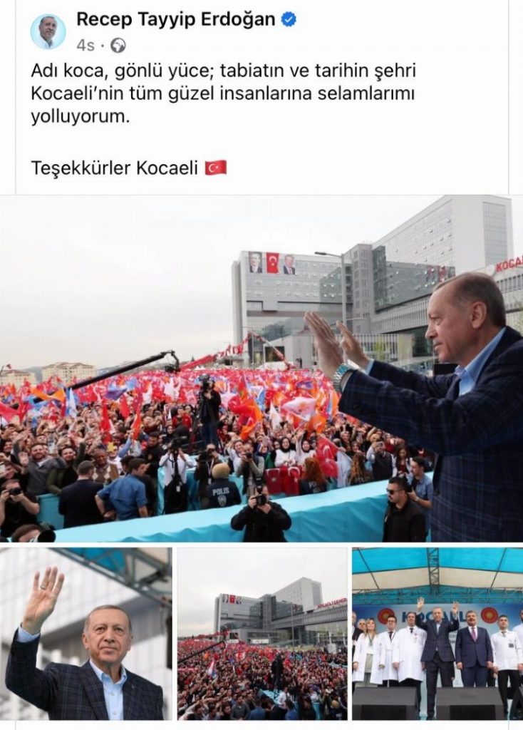 Cumhurbaşkanı Erdoğan’dan Kocaeli’ye teşekkür