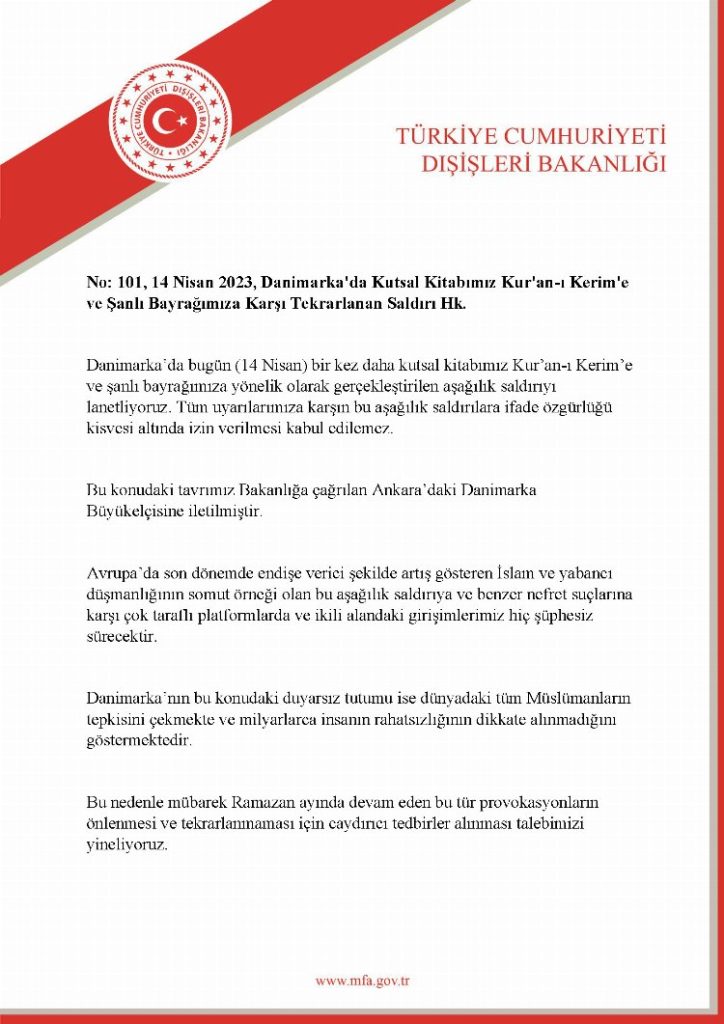 Danimarka Büyükelçisi Dışişleri’ne çağrıldı!