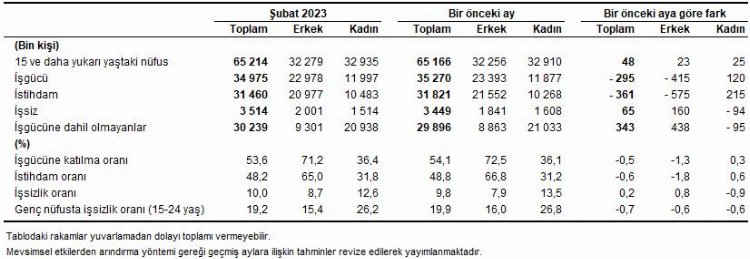 TÜİK işsizlik rakamlarını açıkladı