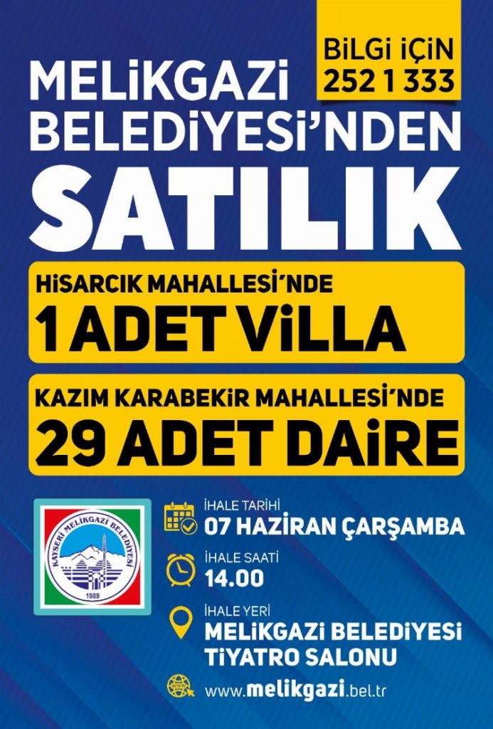 Melikgazi Belediyesi’nden daire ve villa satışı