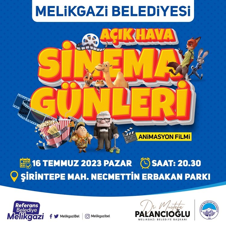 Kayseri Melikgazi’de açık hava sinema günleri başlıyor
