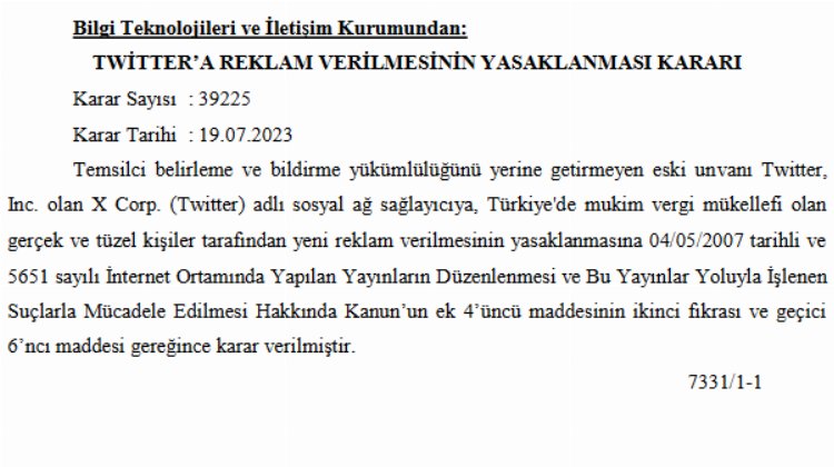 Twitter’a reklam yasaklandı