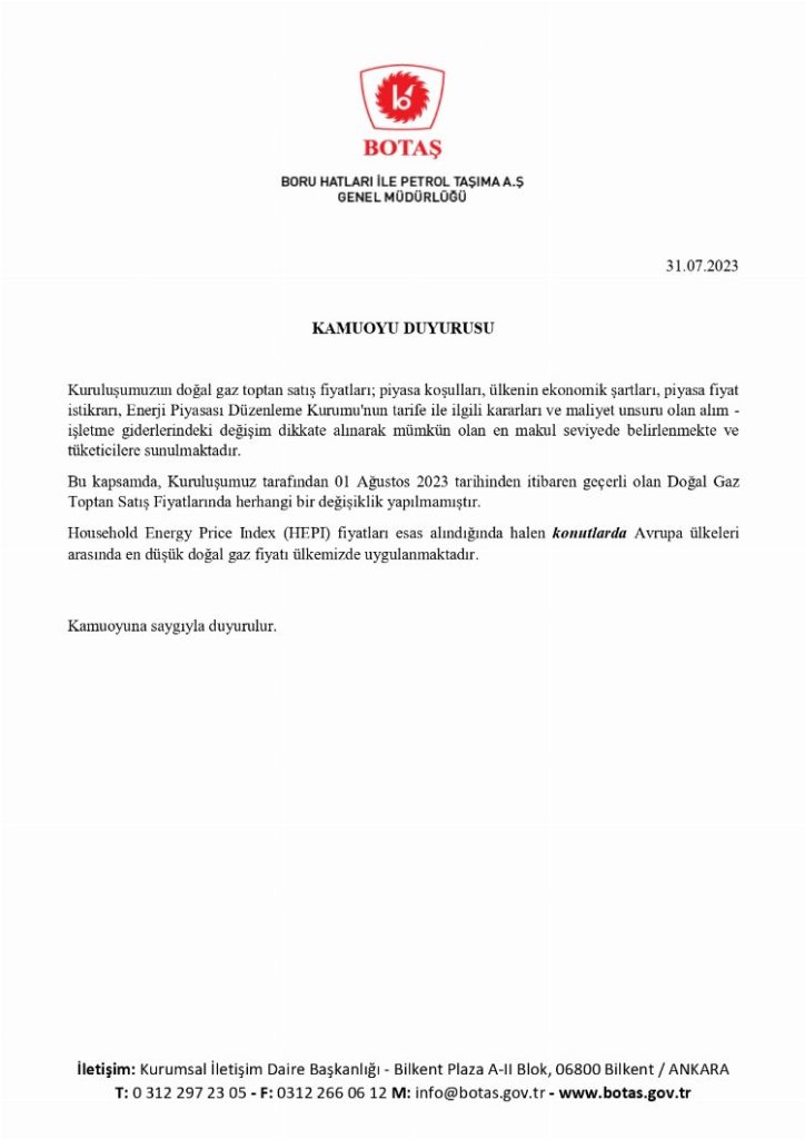 BOTAŞ’tan ‘doğal’ açıklama!