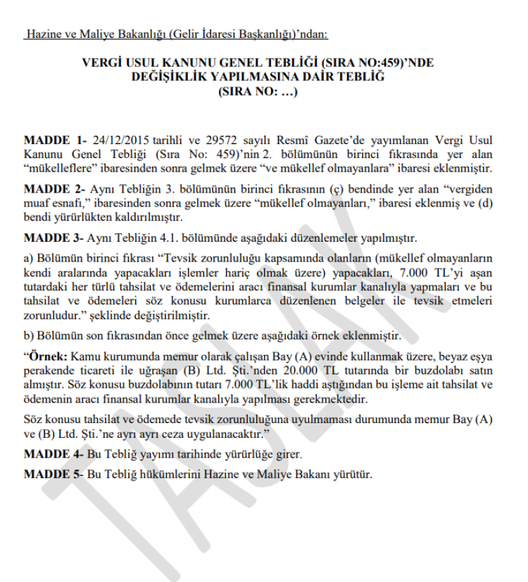 7 bin TL üstündeki ödemelere banka zorunluluğu geliyor