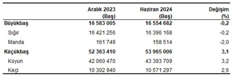 Büyükbaş azaldı, küçükbaş arttı