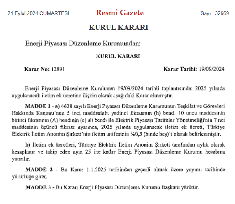 EPDK açıkladı… Elektrikte ek iletim ücreti belli oldu