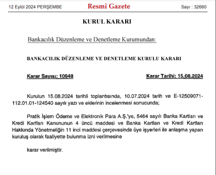 Pratik İşlem’in faaliyetine BDDK onayı