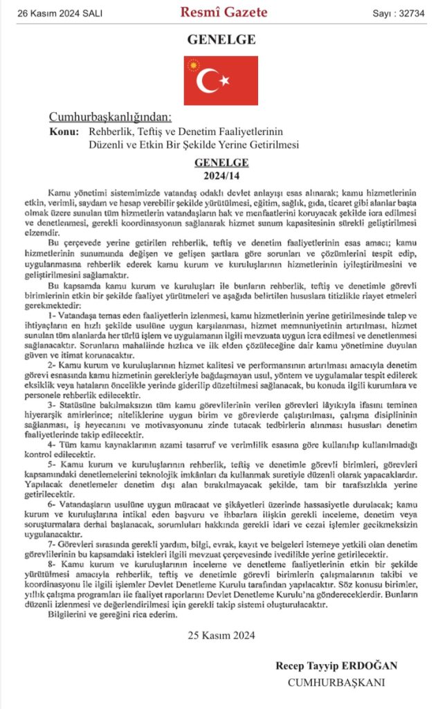 Erdoğan imzaladı… O genelge Resmi Gazete’de