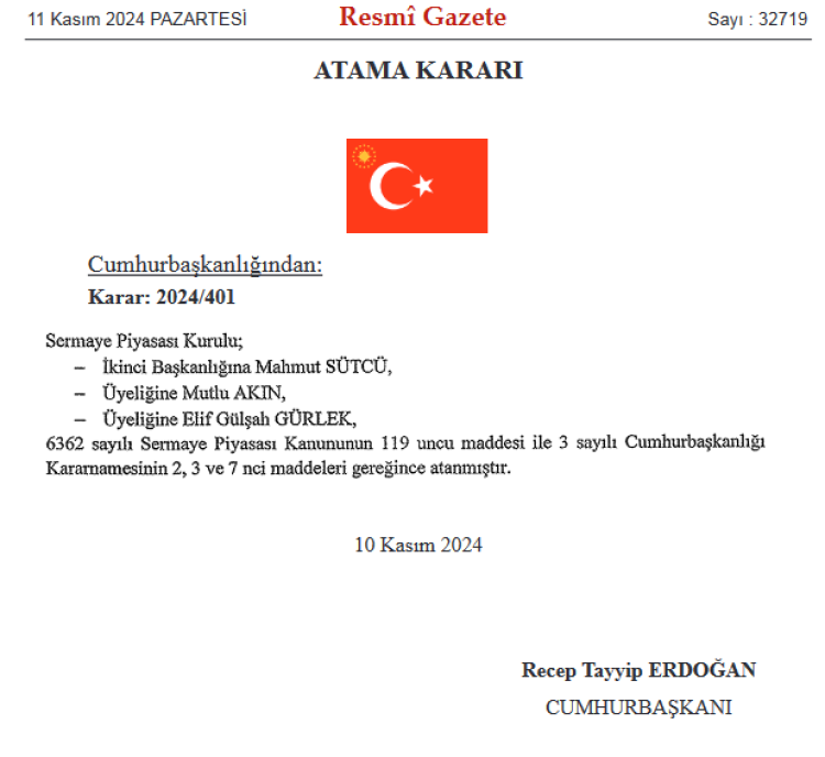 SPK’ya atamalar Resmi Gazete’de