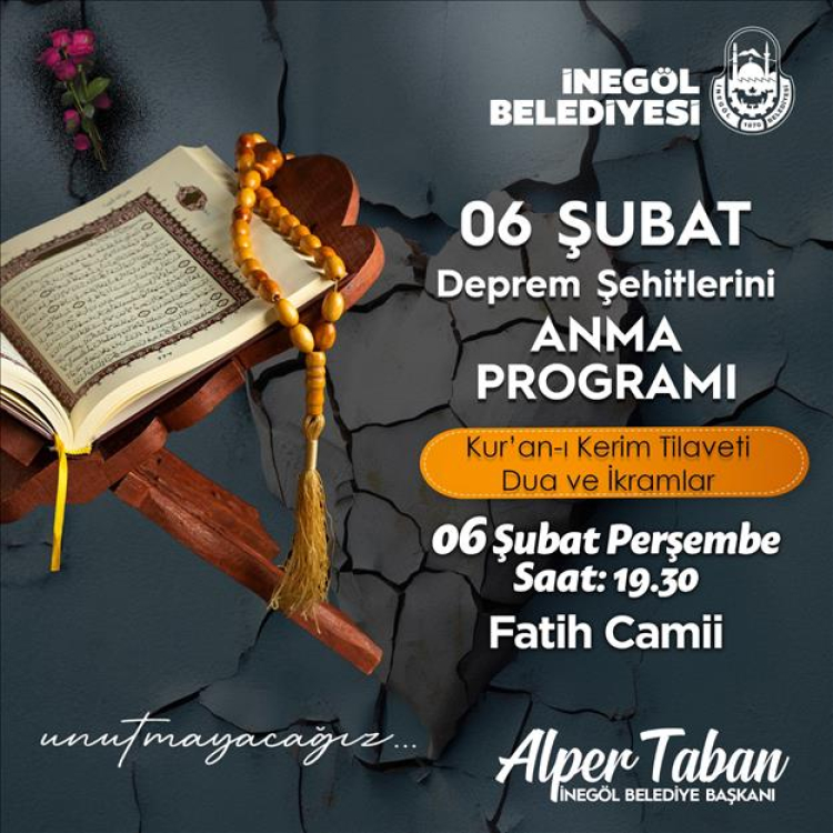 Bursa İnegöl’de 6 Şubat Depremi yıl dönümünde mevlit okutulacak