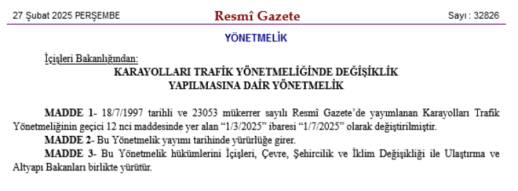 Trafikte acil durum için süre uzatıldı!