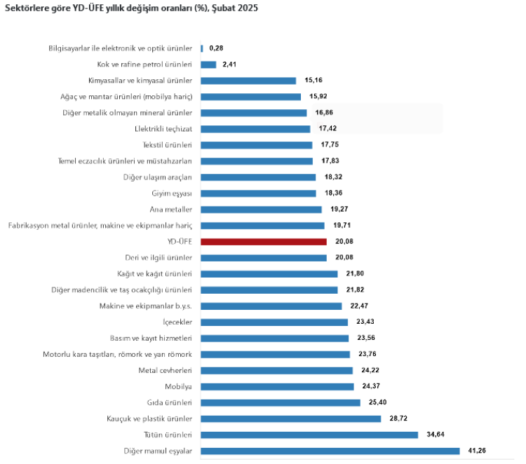 YD-ÜFE Şubat’ta arttı