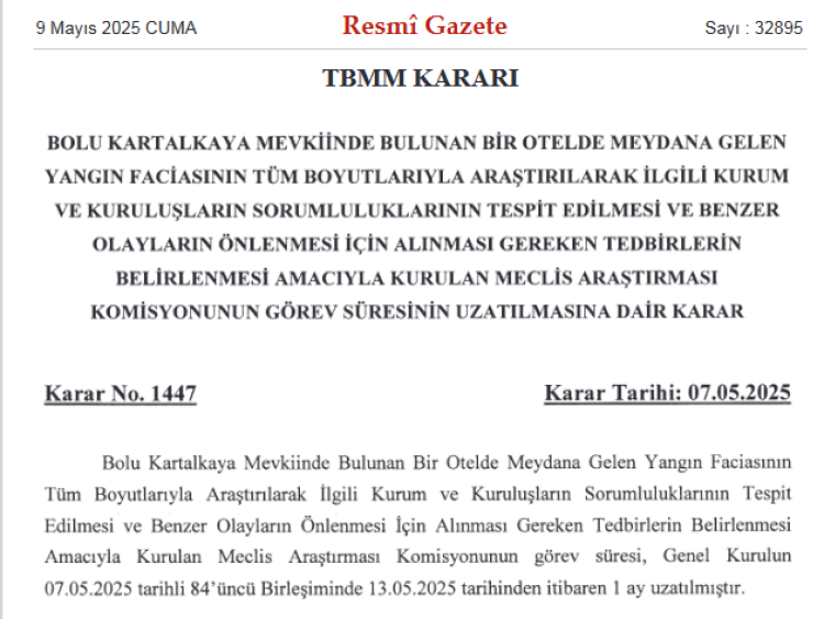Kartalkaya Komisyonu’nun görevi bir ay daha uzatıldı