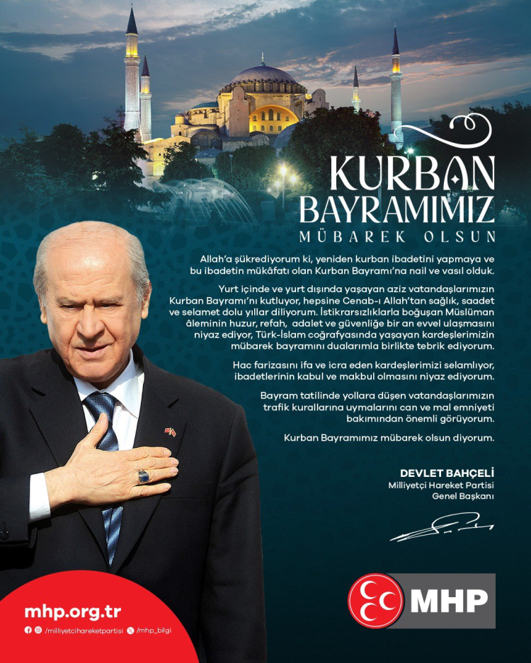 Bahçeli’den birlik ve huzur dileği