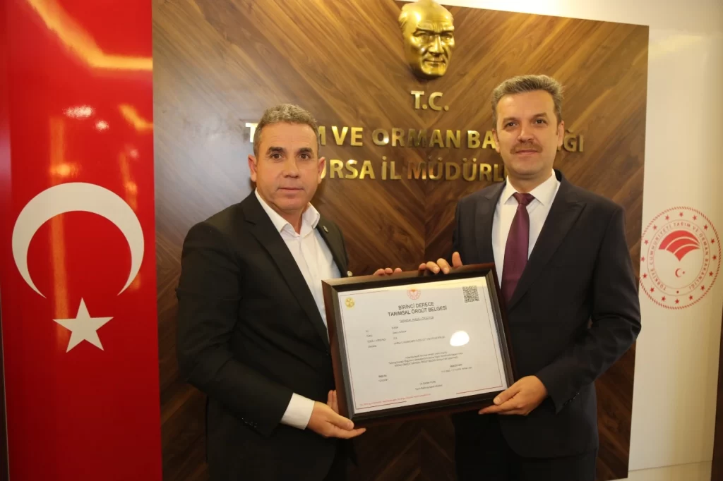 Bursa’da 7 tarımsal örgüte ‘Birinci Derece’ belge