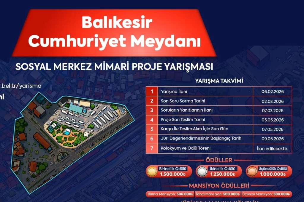 Balıkesir’de Cumhuriyet Meydanı için mimari proje yarışması